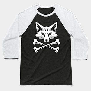 Jolly Roger Pirateflag Fox Skull Crossbones Baseball T-Shirt